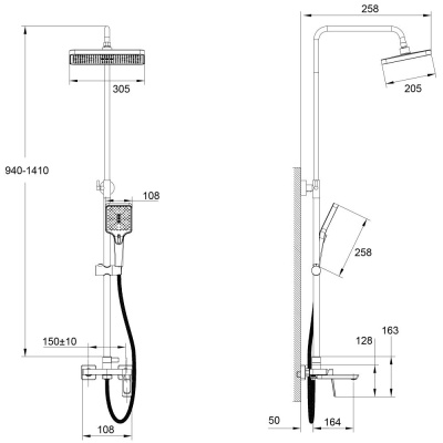 Душевая система HAIBA цвет: оружейная сталь (HB24732-3) фото в интернет-магазине Русалия