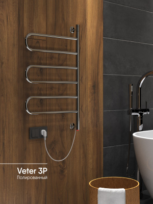 Полотенцесушитель электрический Veter 3P (electro) 75/45 (провод справа, Полиров.) INDIGO VTE75-45 фото в интернет-магазине Русалия