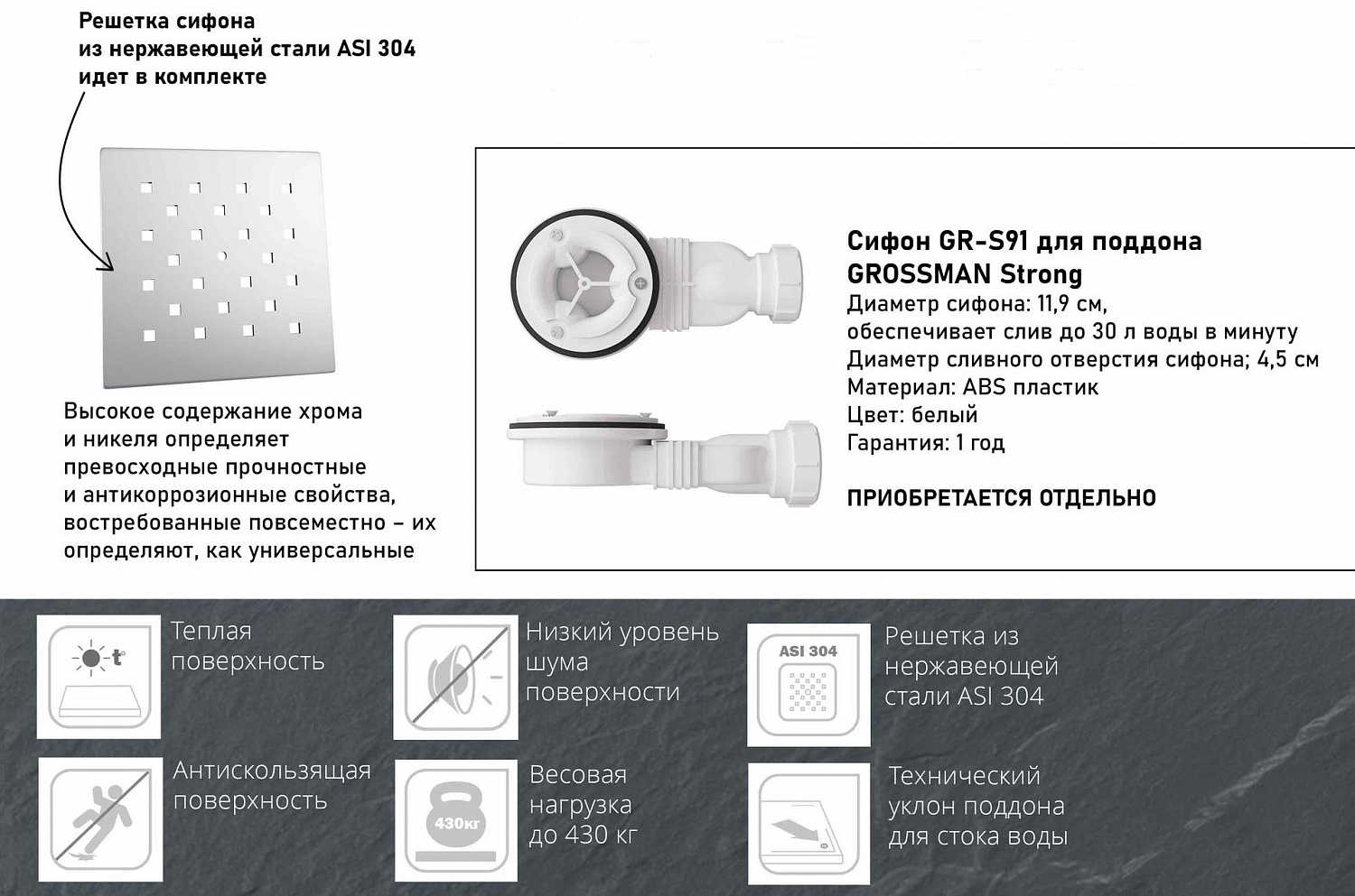 Поддоны из искусственного камня Grossman