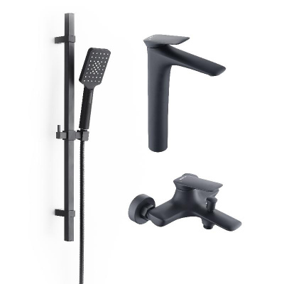 BOND Cube B03-5788 Душевой комплект 3х1 черный матовый фото в интернет-магазине Русалия