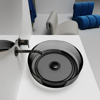 Раковина прозрачная Vincea VBS-6T16B, 450*450*130, накладная, цвет черный фото в интернет-магазине Русалия