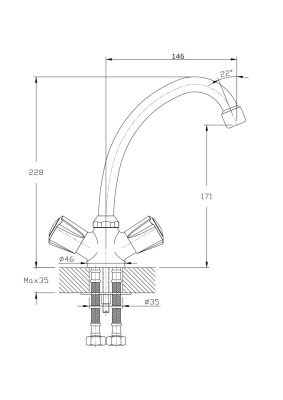 Смеситель для кухонной мойки RUSH Pioneer (PI7950-22) фото в интернет-магазине Русалия
