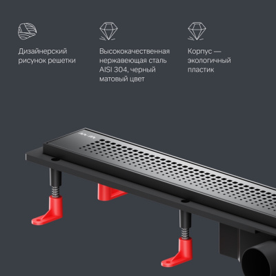 W02SC-P11-080-01BM PrimeFlow Трап для душа линейный универс затвор Cut Gradient 80см цвет черн мат Am.Pm фото в интернет-магазине Русалия