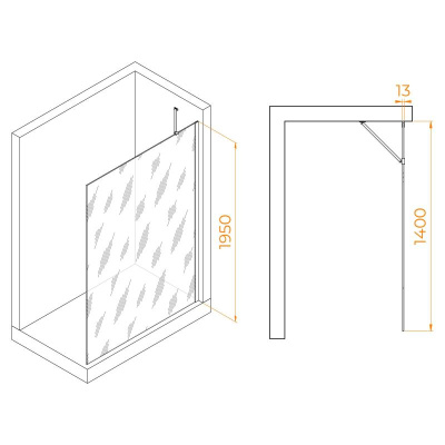 Душевая перегородка RGW WA-110B 1400, стекло прозрачное, профиль черный фото в интернет-магазине Русалия