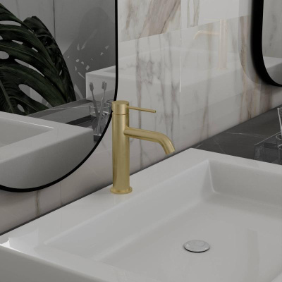 Смеситель для раковины City VBF-2C1BG однорычажный, брашированное золото Vincea фото в интернет-магазине Русалия