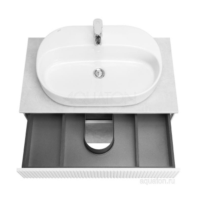 Тумба под раковину AQUATON Марбл 80 слэйт, белый матовый 1A276201MH4C0 фото в интернет-магазине Русалия