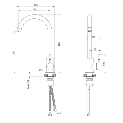 Смеситель OLIVE'S для кухни BALEAR (13435-1BL) фото в интернет-магазине Русалия