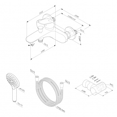 F8015000 Like, смеситель д/ванны/душа, душ.набор, хром, шт. фото в интернет-магазине Русалия