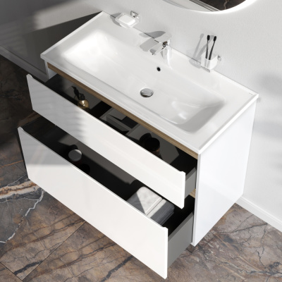 M85AFSX1002WG X-Joy, База под раковину, напольная, 100 см, 2 ящика, белый глянец Am.Pm фото в интернет-магазине Русалия