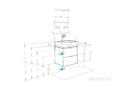 Тумба под раковину AQUATON Скай PRO 50 белый глянец 1A238001SY010 фото в интернет-магазине Русалия
