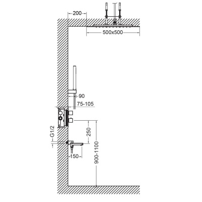 Душевая система встроенная с термостатом Timo Petruma (SX-5019/03SM) черный фото в интернет-магазине Русалия