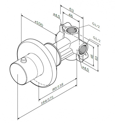 F0800100 Переключатель на три положения, монтируемый в стену, хром, шт. фото в интернет-магазине Русалия