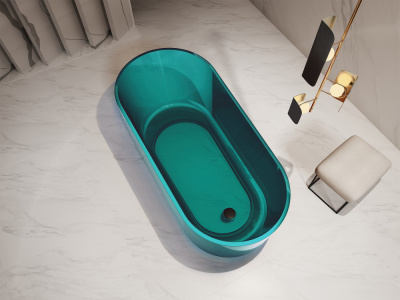 Прозрачная ванна ABBER Kristall AT9706Aquamarin бирюзовая 170х80х58 см фото в интернет-магазине Русалия