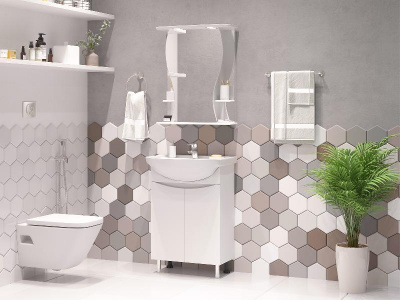 Тумба Смайл 60 с раковиной Ekokerama Sonata 60 Misty фото в интернет-магазине Русалия