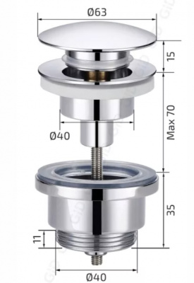 Донный клапан для раковины универсальный G-36CH хром GID фото в интернет-магазине Русалия