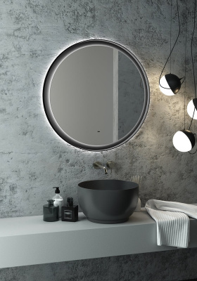 Зеркало с подсветкой Planet Black d800 бесконтактный овальный сенсор ЗЛП684 Continent фото в интернет-магазине Русалия