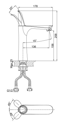 Смеситель для раковины DK Venice Baciano (DA1032641) фото в интернет-магазине Русалия