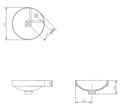 Раковина врезная круглая Crea 38 P-UM-CRE38/1-ic Cersanit фото в интернет-магазине Русалия