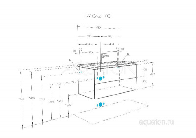 Тумба под раковину AQUATON Сохо 100 дуб веллингтон, графит софт 1A258201AJA00 фото в интернет-магазине Русалия