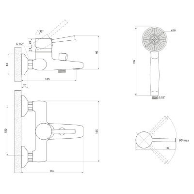 Смеситель Славен  для ванны Город Д (СЛ-ОД-Д30) фото в интернет-магазине Русалия