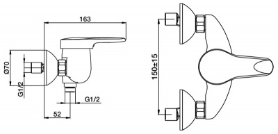 Смеситель для ванны универсальный KANDEL E666/E16318-4-M Jacob Delafon фото в интернет-магазине Русалия