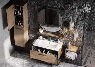 Тумба под раковину AQUATON Лофт Фабрик 80 дуб кантри 1A242401LTDY0 фото в интернет-магазине Русалия