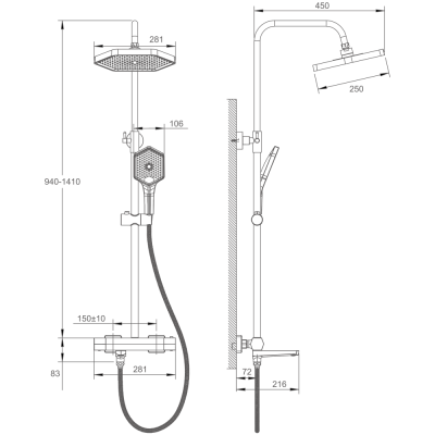 Душевая система HAIBA оружейная сталь (HB24726-3) фото в интернет-магазине Русалия