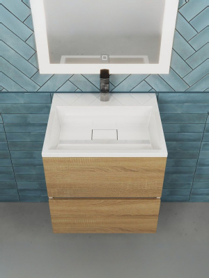 Тумба с раковиной Uperwood Barsa 50 см, раковина белая, подвесная тумба белая/дуб сонома 29830205646 фото в интернет-магазине Русалия