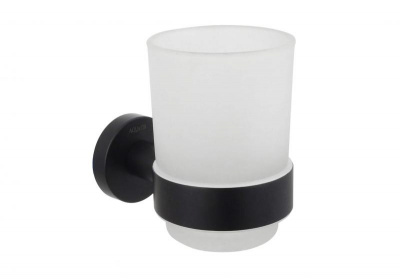 Стакан с держателем AQUATEK, матовый черный AQ4004MB ВЕГА фото в интернет-магазине Русалия