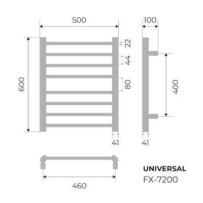 Полотенцесушитель электрический Fixsen UNIVERSAL 600х500 FX-7200W, белый FX-7200W фото в интернет-магазине Русалия
