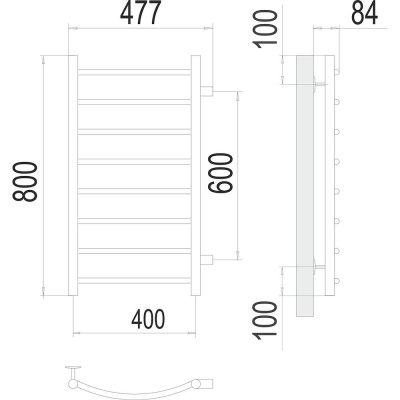 Полотенцесушитель водяной (боковое подключение) Terminus Классик П8 40х80 4670078530240 фото в интернет-магазине Русалия