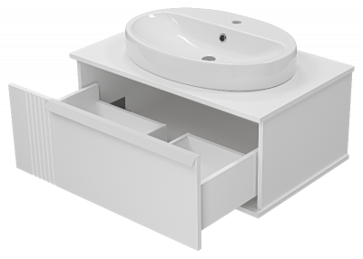 Тумба Savoy 80 подвесная (белая) с раковиной Ekokerama Doppia 65 Brevita фото в интернет-магазине Русалия