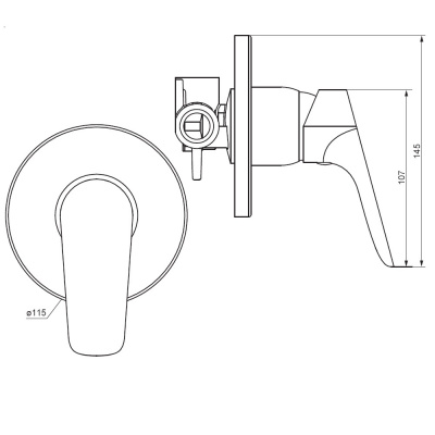 777500300 Jupiter, смеситель монтируемый в стену (черный) фото в интернет-магазине Русалия