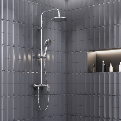 977780000 Jupiter душевая система с душевым смесителем-полкой, хром фото в интернет-магазине Русалия