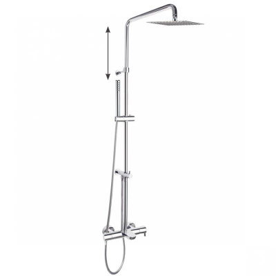 Душевая термостатическая система наружнего монтажа с телескопическим тропическим душем и душевым комплектом с изливом DRAKO 335602RPK225 Ramon Soler фото в интернет-магазине Русалия