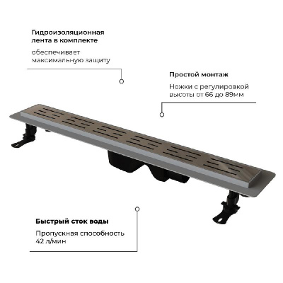 Душевой лоток Drain Leo-20 с решеткой, 80 см RGW фото в интернет-магазине Русалия