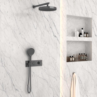 Душевой комплект VSFW-422TI2GM встраиваемый, вороненая сталь Vincea фото в интернет-магазине Русалия