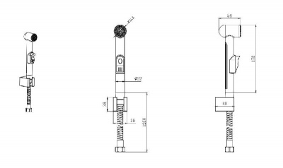 Гигиенический ручной душ со шлангом 125см c держателем AQUATEK AQ2050CR фото в интернет-магазине Русалия