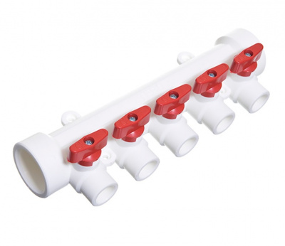 Коллектор, белый полипропилен 32-20 5 выходов Millennium фото в интернет-магазине Русалия