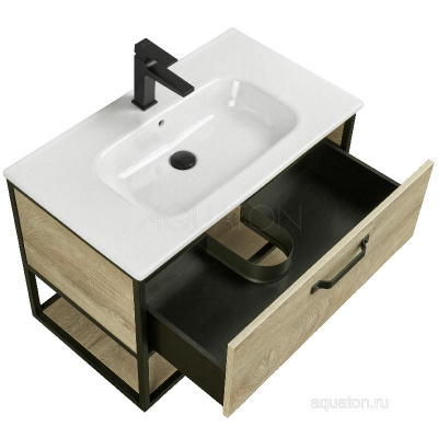 Тумба под раковину AQUATON Лофт Фабрик 80 дуб эндгрейн 1A242401LTDU0 фото в интернет-магазине Русалия