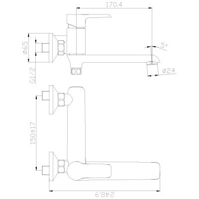 Смеситель для ванны Rossinka W (W35-33) фото в интернет-магазине Русалия