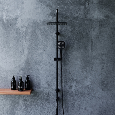 D0712020 Norma душевая система с квадратными лейками, черная фото в интернет-магазине Русалия