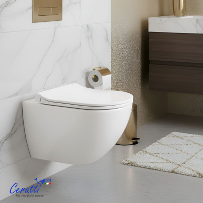 Унитаз подвесной Ceruttispa AMICI Aria Tornado CT11388 безободковый (490х335х340) фото в интернет-магазине Русалия