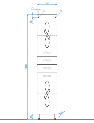 Пенал напольный Венеция 360 белый Style Line фото в интернет-магазине Русалия
