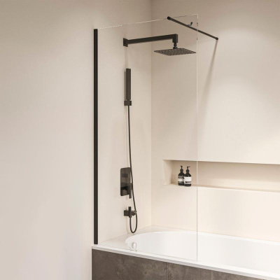 Шторка на ванну RGW SC-050B 700, стекло прозрачное, профиль черный фото в интернет-магазине Русалия