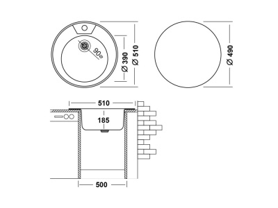 Кухонная мойка UKINOX Фаворит FAP510 -GT8K 0C, 51*51 фото в интернет-магазине Русалия