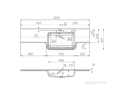 Раковина AQUATON Hotel B 129 правая белая 1A709931PI01P фото в интернет-магазине Русалия