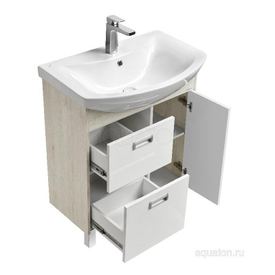 Тумба под раковину AQUATON Бекка PRO 70 белый, дуб сомерсет 1A208701BAC20 фото в интернет-магазине Русалия