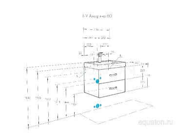 Тумба под раковину AQUATON Америна 60 белый 1A135401AM010 фото в интернет-магазине Русалия