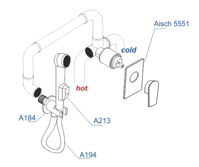 A55094 Встраиваемый комплект для биде со шлангом 150 см Wasserkraft фото в интернет-магазине Русалия